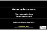 Discoveringggy biology through genomicsbarc.wi.mit.edu/...2013/...Apr_2013.color_slides.pdfIGV: Demo and exercise 4IGV: Demo and exercise 4 • Using the Illumina Body Map RNA-Seq