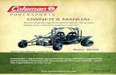 POWERSPORTS OWNER’S MANUAL€¦ · 92811 POWERSPORTS (888)-405-8725 Coleman Powersports 364 S Smith Rd. Tempe, AZ. 85281 Provincial / Municipal governments have different regulations