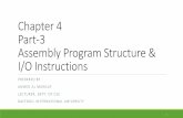 Chapter 4 Part-3 Assembly Program Structure & I/O Instructions · 1 Single-key input Input: AH = 1 Output: AL = ASCII code if character key is pressed AL = 0, if non-character key