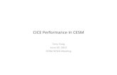 CICE Performance In CESM...• cice load balance (N/S) • number of neighbors (5) OK • cice load balance (radiaon) • size of halo (high aspect rao) Poor • limited pe counts