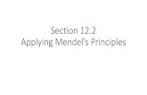 Section 12.2 Applying Mendel’s Principles · 2021. 1. 19. · A Summary of Mendel’s Principles 1. Inheritance is determined by units called genes, which are passed from parents