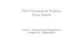 PEP Conceptual Physics Class Notes...PEP Conceptual Physics Class Notes Unit 6 –Electricity and Magnetism Chapter 15 –Magnetism. Section 15.1 •Properties of Magnets •Magnets