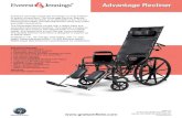 Advantage Recliner · 2016. 3. 25. · depth. Meets Medicare K0001 / E1226 (Recliner Back) / E0966 (Head Rest Extension) specifications for wheelchairs. Standard Features • Manual