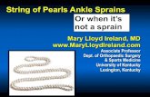 String of Pearls Ankle Sprains Or when it’s not a sprain · 2019. 7. 8. · String of Pearls Ankle Sprains Mary Lloyd Ireland, MD Associate Professor Dept. of Orthopaedic Surgery