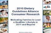 2010 Dietary Guidelines Alliance Consumer Research · 2020. 9. 13. · Succeeder Mom “We learn about food in P.E. Sometimes they send the food pyramid so we can see it at home.