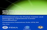 Considerations for Fusion Center and Emergency Operations ......Ultimately, the fusion process supports the implementation of risk-based, information-driven prevention, protection,