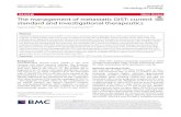 The management of metastatic GIST: current standard and … · 2021. 1. 5. · S0033/CALGB 15105 studies conrmed a PFS advan-tage in favor of patients with exon 9 mutant disease KIT