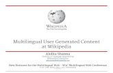 Multilingual User Generated Content at Wikipedia · 2014. 5. 13. · User generated content (UGC) is related to level of online activity of language communities. Early Adopters: Large