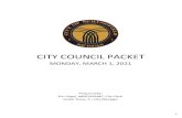 New CITY COUNCIL PACKET · 2021. 2. 25. · 4. bil february 7, 2021 to february 20, 2021 ix. council comments x. citizen comments xi. adjournment next meeting: march 15, 2021, 6:30