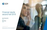 Financial results second half 2018 - Aegon N.V. · 2019. 2. 19. · Proposed final dividend is subject to approval at the Annual General Meeting of Shareholders on May 17, 2019. Operational.