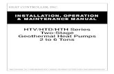 HTV/HTD/HTH Series Two-Stage Geothermal Heat Pumps 2 to 6 … · Installation, Operation & Maintenance HTV/HTD/HTH SERIES Heat Controller, Inc. General Information Mounting Horizontal