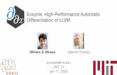 Enzyme: High-Performance Automatic Diﬀerentiation of LLVM · 2021. 2. 9. · LAFI ’21 Jan 17, 2020 William S. Moses Valentin Churavy 1 Enzyme: High-Performance Automatic Diﬀerentiation