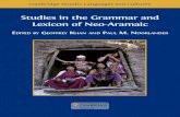 Studies in the Grammar and Lexicon of Neo-AramaicCambridge Semitic Languages and Cultures Studies in the Grammar and Lexicon of Neo-Aramaic EditEd by GEoffrEy Khan and Paul M. noorlandEr