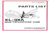 Homelite XL-98A Multi-Purpose Saw IPL 24760 (Rev.3) · 2019. 11. 5. · PART NO. 24760 REV. 3 Printed in U.S.A. PARTS LIST XL-98A MULTIPURPOSE SAW Homelite Division of Textron Inc.