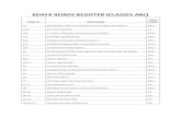 KENYA ROADS REGISTER (CLASSES ABC) ROADS REGISTER NATIONAL.pdf · 2019. 1. 22. · KENYA ROADS REGISTER (CLASSES ABC) ROAD ID ROAD NAME LENGT H (KM) A1 IBD Nakadok-Lodwar-Kitale-Bungoma-Kisumu-Migori-IBD