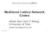 Multilevel Lattice Network Codes...Soft output demodulator (SODem) generates likelihoods of code symbols Decoder 1 then attempts to decode level 1 code feeds result back to SODem to