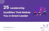 25 Leadership Qualities That Makes You A Great Leader eBooks/Leadership... · 2021. 6. 16. · Here is the list of 25 essential leadership qualities that help leaders to achieve greater