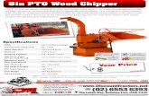 8in PTO Wood Chipper - Official Website | | The Tractor … Chipper... · 2018. 5. 15. · Hitch Cat 1, 3 Point Linkage Tractor Power Required 40 - 75HP Input Aperture 200mm (8 inch)