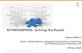 NITROSAMINES- Solving the Puzzle - IPA India© Sun Pharmaceutical Industries Limited. All Rights Reserved. 1 NITROSAMINES- Solving the Puzzle Rajeev Mathur Head –Global Generics