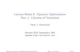 Lecture Notes 8: Dynamic Optimization Part 1: Calculus of … · 2018. 9. 26. · Chichilnisky, Hammond, and Stern (2018) TWERPS 1174 University of Warwick, EC9A0 Maths for Economists
