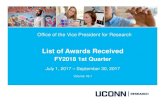 FY2018 1st Quarter · 2017. 11. 16. · List of Awards Received FY2018 1st Quarter July 1, 2017 – September 30, 2017 Volume 18.1 Office of the Vice President for Research