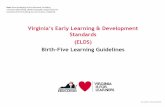 Virginia’s Early Learning & Development Standards (ELDS ......Play, alone or with other children, is the child’s laboratory. Playing provides children Playing provides children
