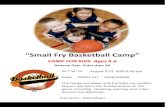Small Fry Basketball Camp...“Small Fry Basketball Camp” CAMP FOR KIDS Ages 4-6 Rawson Gym Enter door #4 M-T-W-TH August 9-12 6:00-6:50 pm Code PG401.417 $24R/$34NR The hoops are