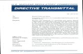 US. NUCLEAR REGULATORY COMMISSION · 2013. 8. 21. · US. NUCLEAR REGULATORY COMMISSION TN: DT-91-07 To: Subject-Purpose: Branch Chiefs and Above Transmittal of Directive 3.7, Unclassified
