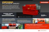 ORWAK POWER 3820ORWAK POWER 3820 ORWAK POWER is a dynamic baler family based on an innovative hydraulic con - cept, Black Star Technology. Stronger, faster and smarter to give you