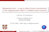 Magnetostriction - a way to detect lattice contributions to the … · 2020. 9. 17. · A Barcza, K G Sandeman (DMG) Magnetostriction in CoMnSi 31 Oct 2008 7 / 12 dilation ˘ area
