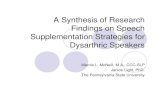 A Synthesis of Research Findings on Speech Supplementation Strategies for Dysarthric Speakers