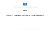 technical specification for 20mva, 132/33 kv power transformer