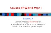 Causes of World War I...Identify (classify) causes of the war, include: nationalism, entangling alliances, militarism, and imperialism. Text From 1914 to 1919, World War I erupted
