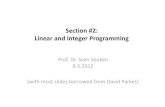 Section #2: Linear and Integer Programming