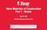 Valve Materials of Construction Part 1 - Metals · 2020. 10. 14. · Valve Materials of Construction Part 1 - Metals May 20, 2020 Mitchell Anderson and Stan Allen This presentation