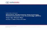 USAID EPIC Year Six Work Plan · 1.2 Coaching ... 14 2.5 Effective Education Portfolio Management Course .....15 2.6 COVID-19 Related Webinars ... management will remain an integral