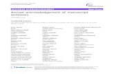 Annual acknowledgement of manuscript reviewers · 2017. 8. 24. · REVIEWER ACKNOWLEDGEMENT Open Access Annual acknowledgement of manuscript reviewers Christopher Foote Contributing