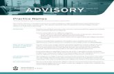 Practice Advisory – Practice Names · 41. Using a designation other than “dentist”, “dental surgeon”, a prescribed specialty designation, the member’s earned university