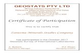 Certificate of Participationzarazma.com/userfile/download/rr october 2017 - zarazma... · 2018. 4. 10. · Bulgaria PIERINA MINE Minera Barrick Misquichilca - Unidad Pierina CHELOPECH