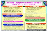 Ashby Appreciation Days · 2021. 7. 14. · Petting Zoo and Inflatables 11 a.m.-4 p.m., Hot Shot Competition 11 a.m.-1 p.m. and LAA Kids Archery Fun Shoot 11 a.m.-2 p.m. •• Bean