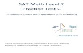 SAT Math Level 2 Practice Test C · 2014. 3. 17. · SAT Math Level 2 Practice Test C 24 multiple choice math questions (and solutions) Mathplane.com Topics include probability, exponential