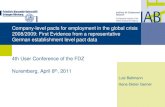 Company-level pacts for employment in the global crisis …doku.iab.de/fdz/events/2011/Bellmann_presentation.pdf · 2011. 10. 11. · Empirical Studies Hübler (2005a, 2005b, 2006)