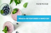 RESULTS FOR YEAR ENDED 31 MARCH 2021 - Tate & Lyle