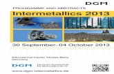 Programme and abstracts Intermetallics 2013