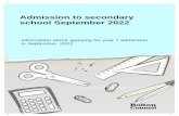 Admission to secondary school September 2022