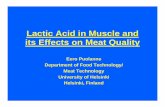 Lactic Acid in Muscle and its Effects on Meat Quality
