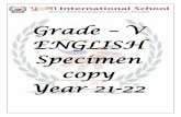 Grade V ENGLISH Specimen copy Year 21-22