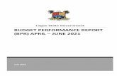 BUDGET PERFORMANCE REPORT (BPR) APRIL JUNE 2021