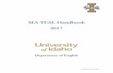 MA TESL Handbook Fall 2017 - University of Idaho