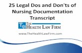 25 Legal Dos and Don'ts of Nursing Documentation Transcript